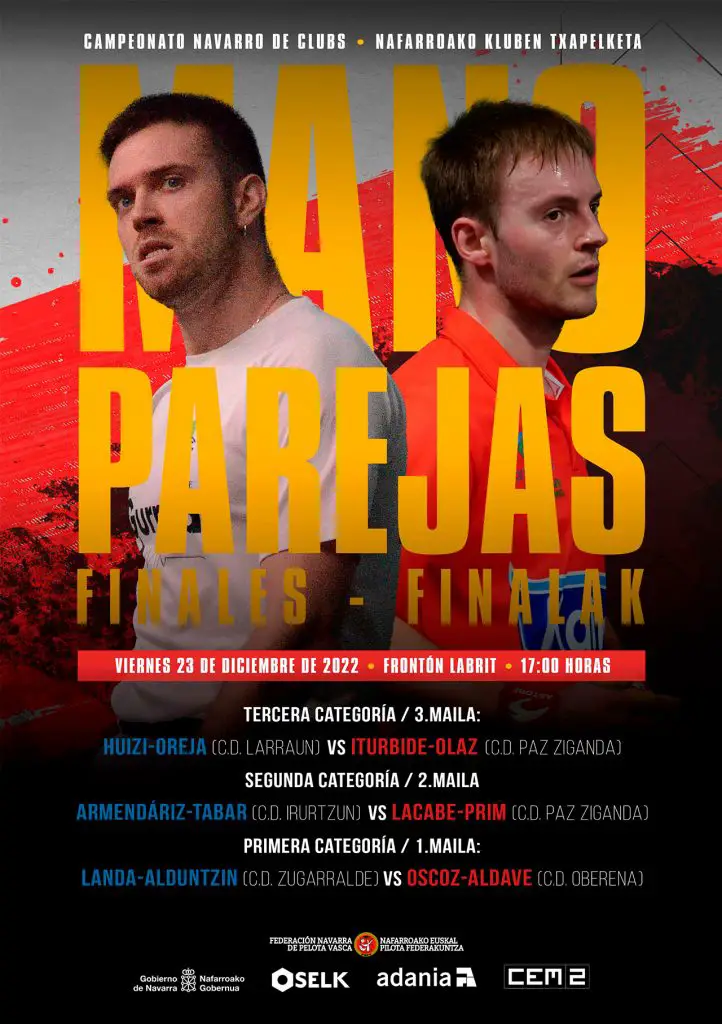 Cartel finales campeonato Navarra Parejas 2022