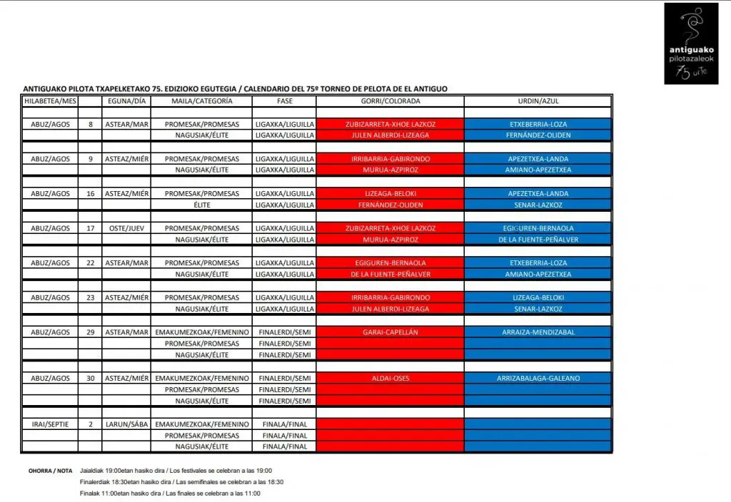 Torneo El Antiguo 2023 / Calendario