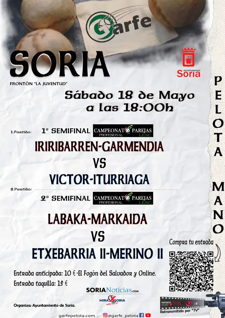 Cartel semifinales Campeonato Parejas LENC 2024